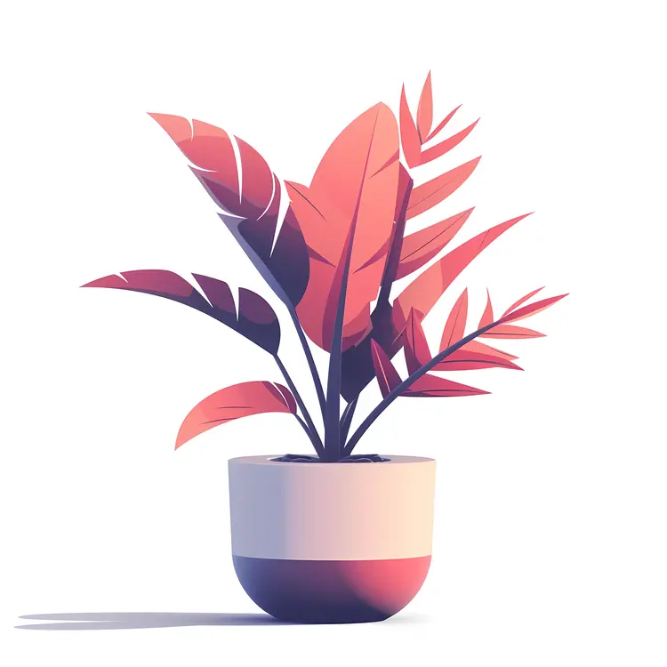 Red Leaves in a Potted Plant