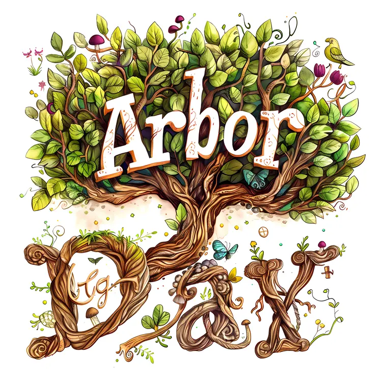 Arbor Day Celebration with Tree Illustration
