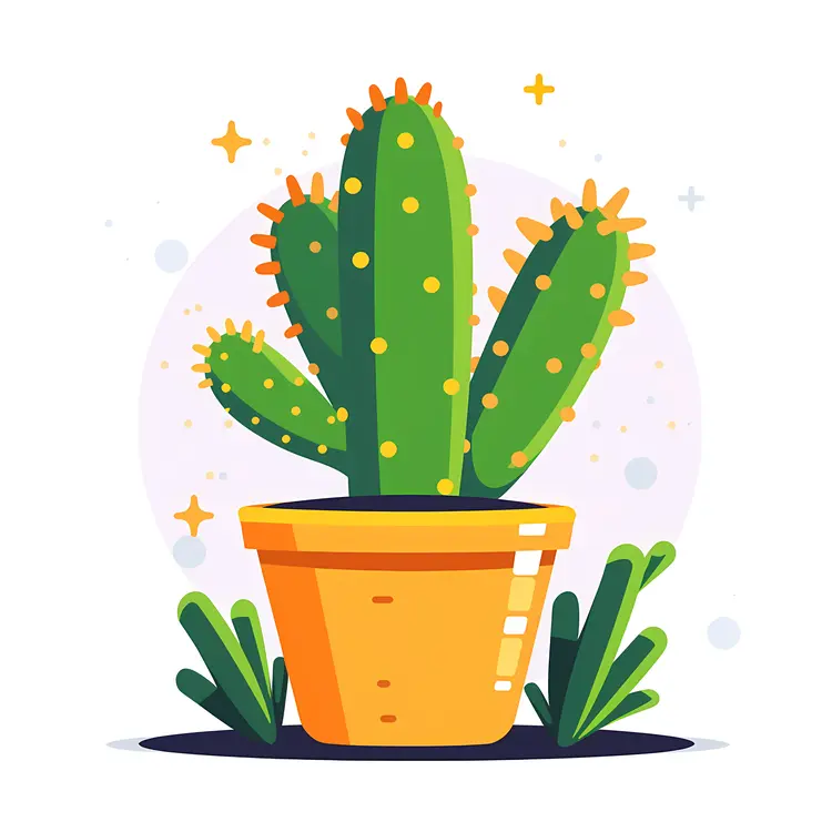 Cartoon Cactus in Pot