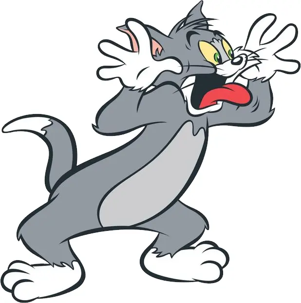 Scared Gray Cat Cartoon Character