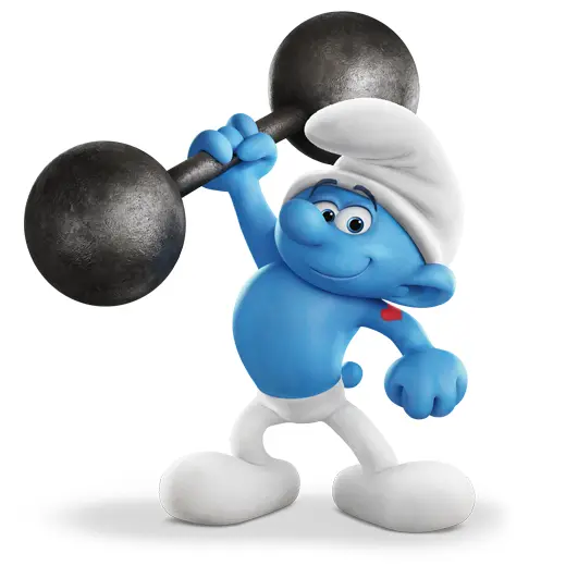 Blue Smurf Lifting Weights