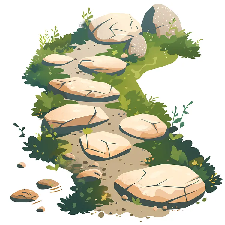 Colorful Stones Path with Greenery