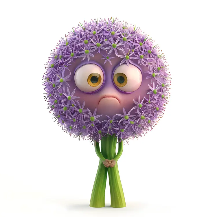 Sad Purple Flower Cartoon