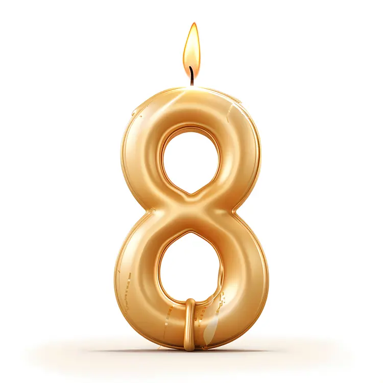 Golden Number 8 Candle for Celebrations