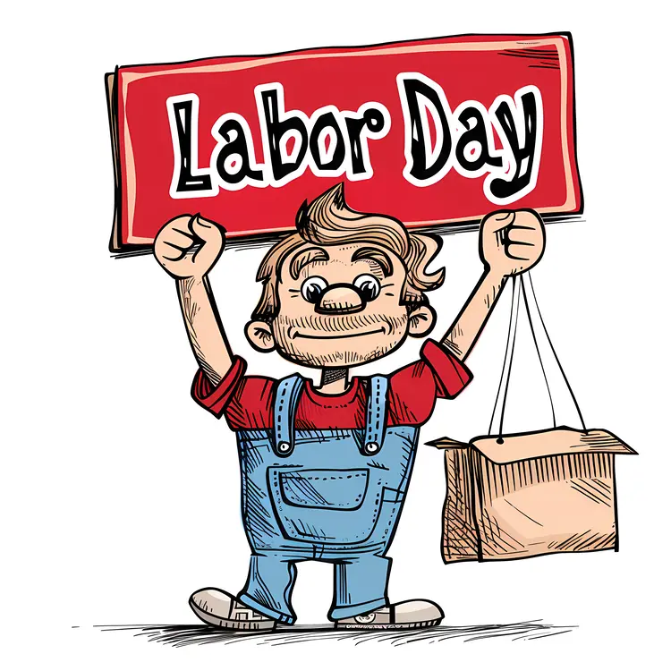Labor Day Worker Holding Sign