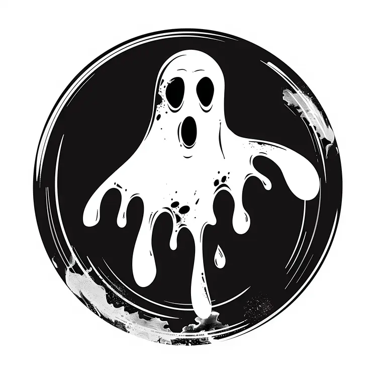 Spooky Ghost in Black Circle