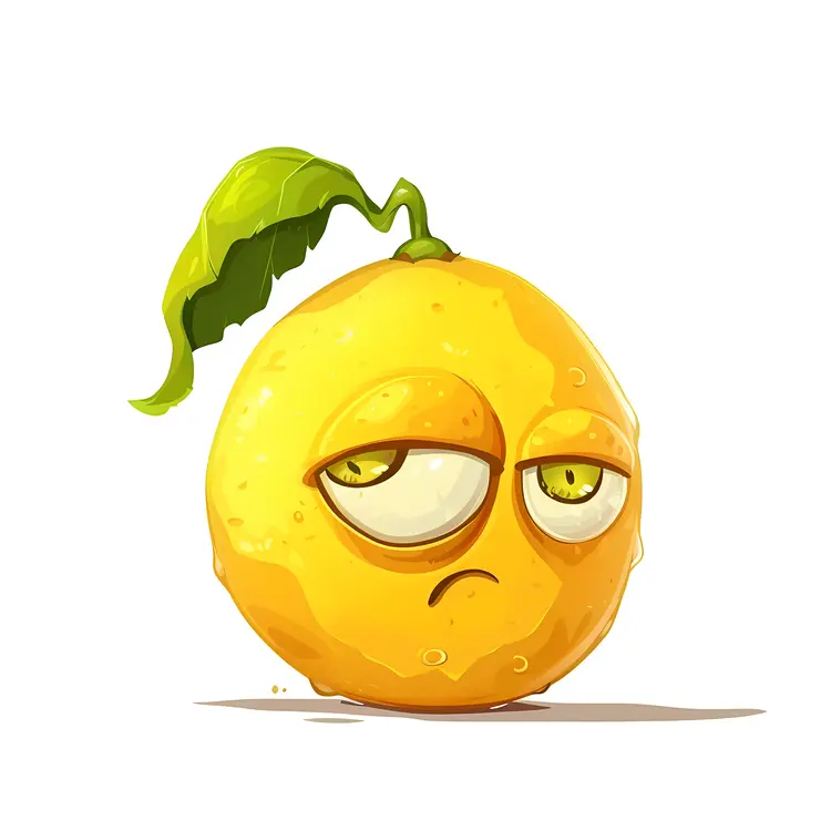 Cartoon Lemon with Leaf