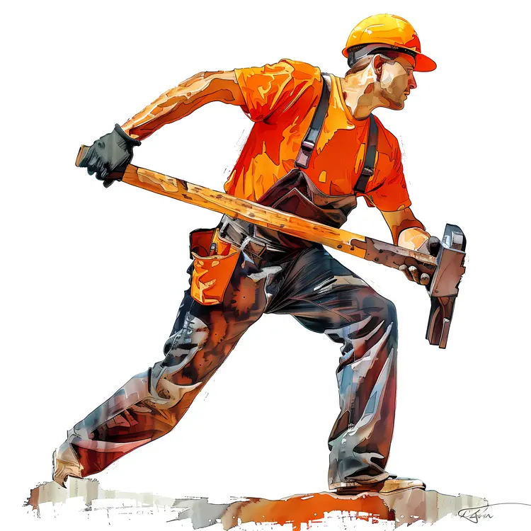 Construction Worker with Sledgehammer