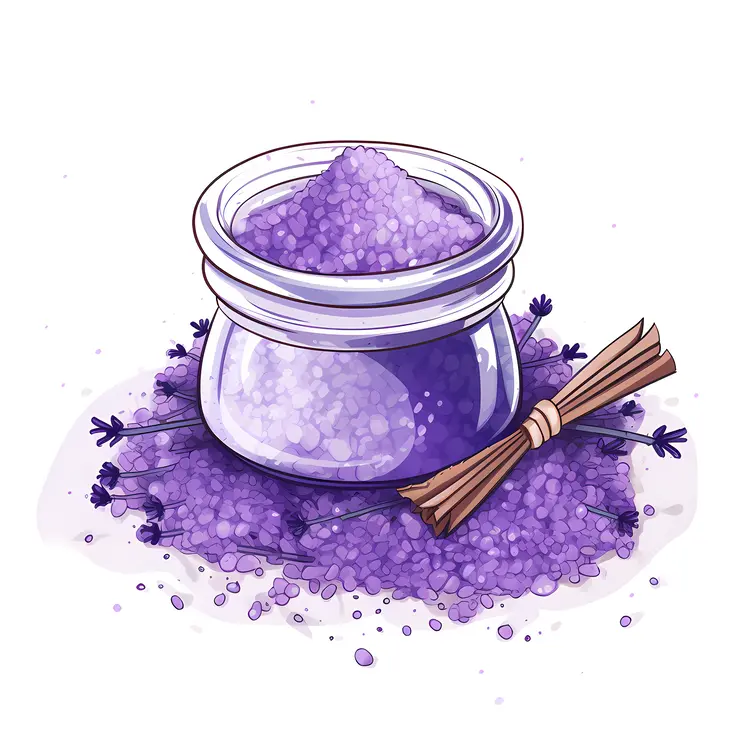 Purple Bath Salts with Lavender Flowers