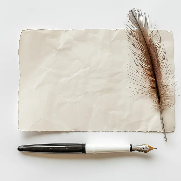 Fountain Pen and Feather on Paper