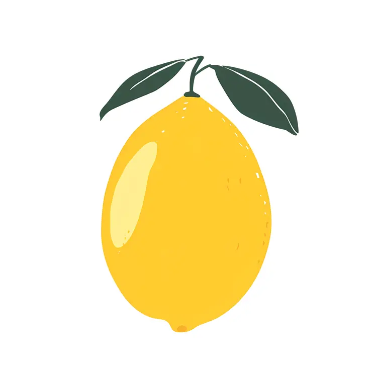 Illustration of Yellow Lemon with Leaves