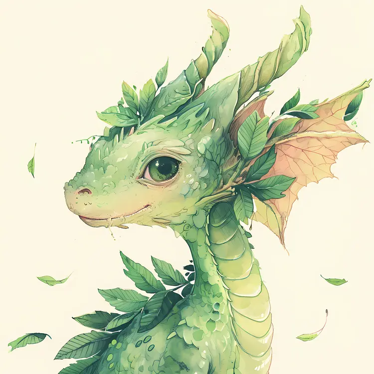 Cute Leafy Dragon with Green Leaves