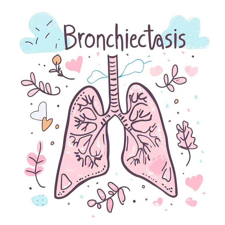 Bronchiectasis Medical Illustration with Lungs