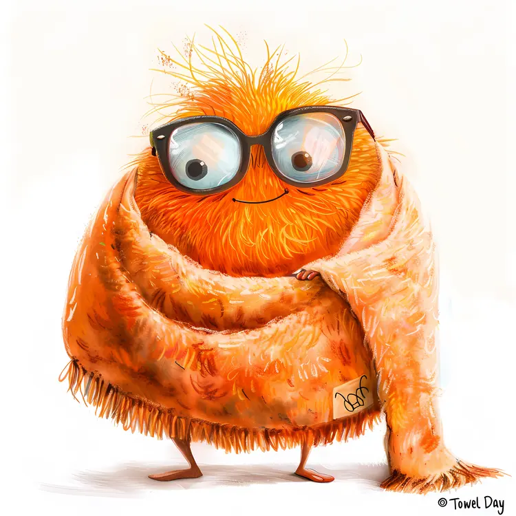 Cute Orange Furry Creature with Glasses