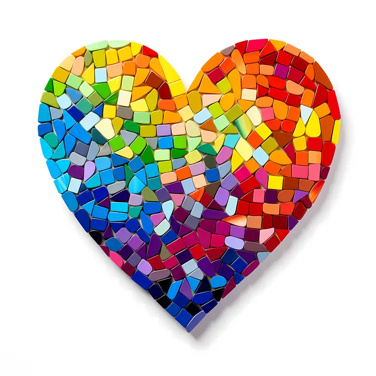 Vibrant Mosaic Rainbow Heart