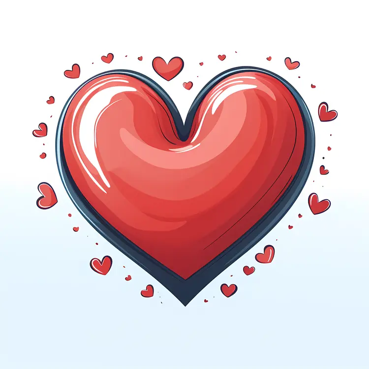 Glossy Red Heart with Small Hearts