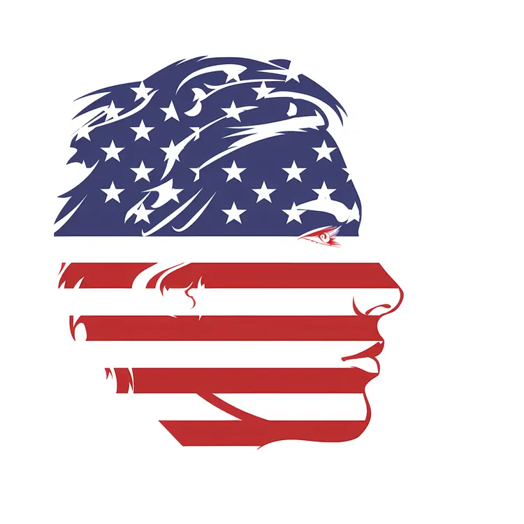 American Flag Profile Illustration