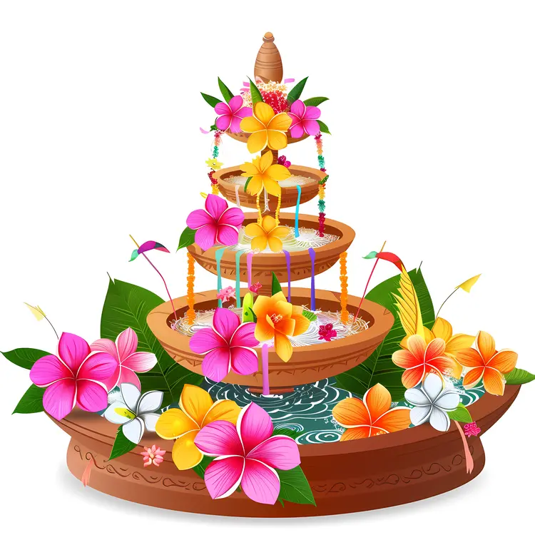 Colorful Flower Fountain Decoration