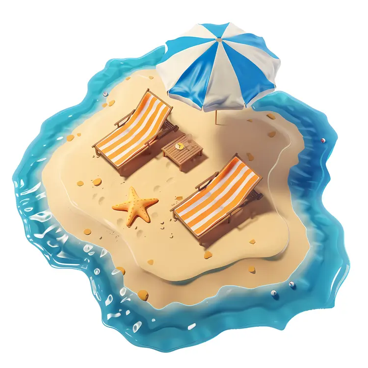 Relaxing Beach Setup with Chairs and Umbrella