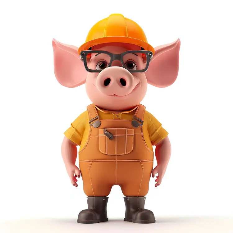 Cute Pig in Construction Gear