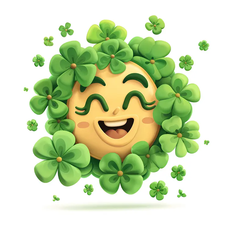 Smiling Face with Clovers for St. Patrick's Day