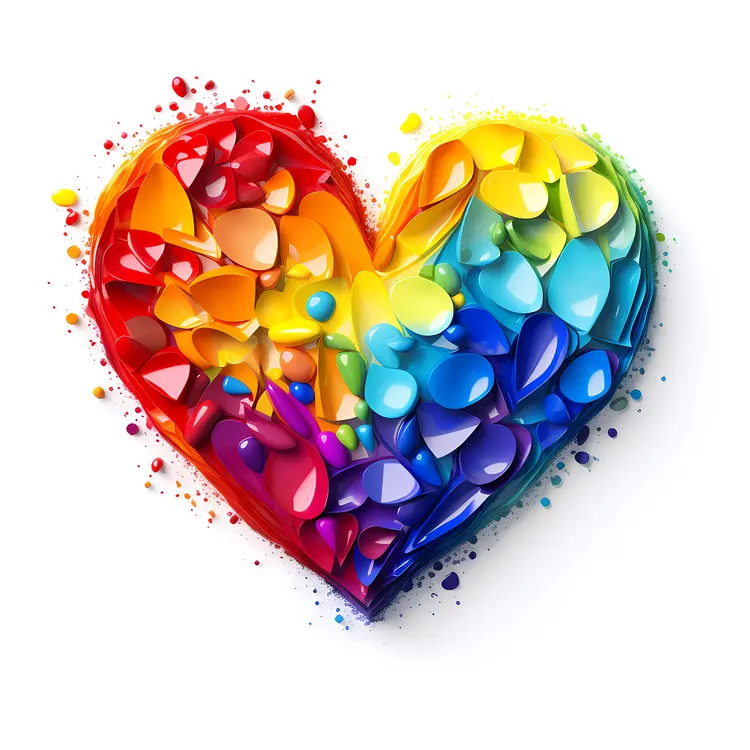 Textured Rainbow Heart