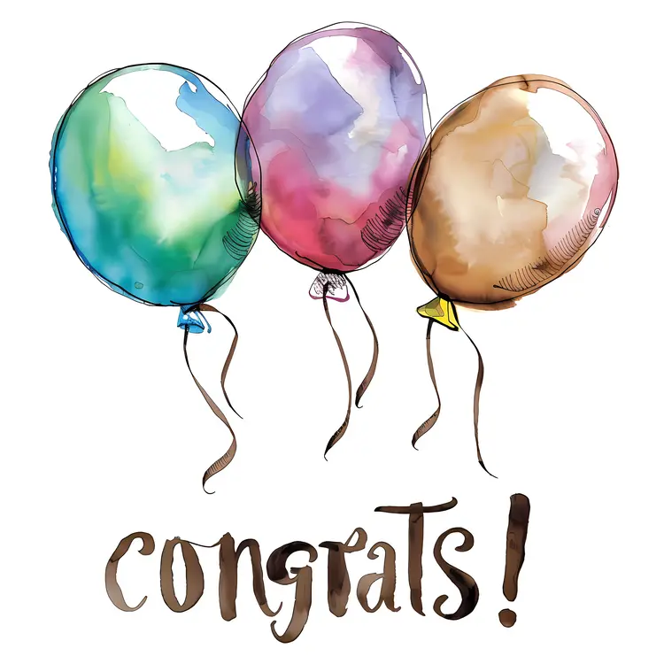 Three Balloons with Congrats Message