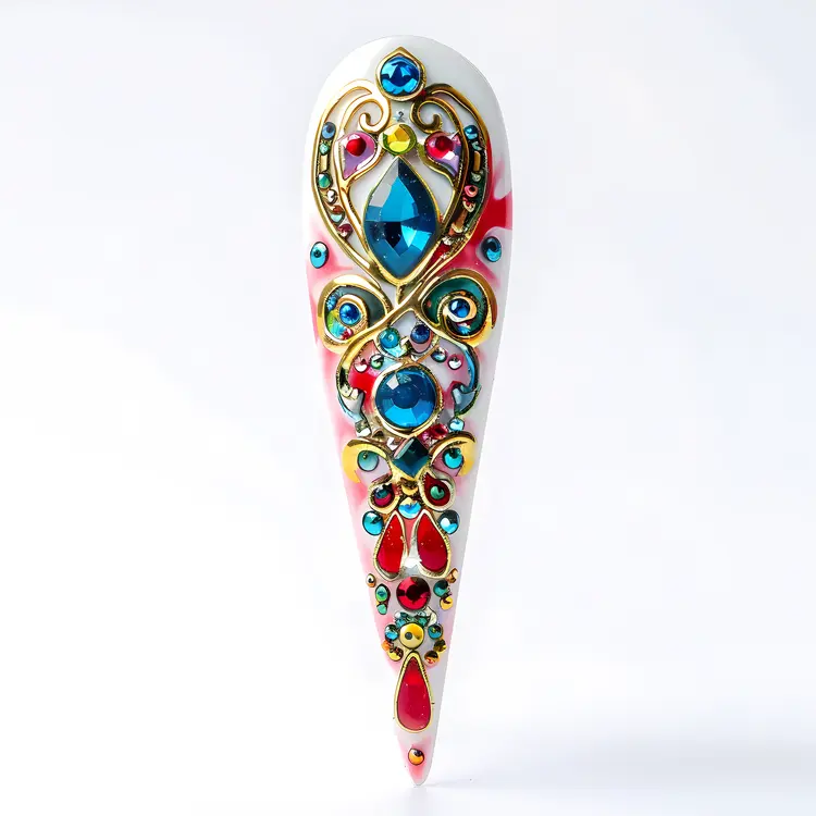 Intricate Jewel-Studded Nail Art