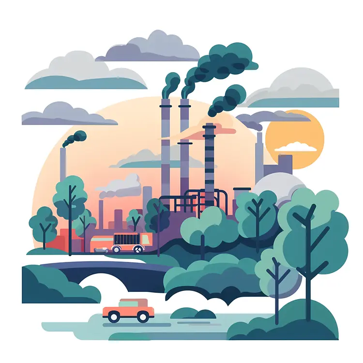 Factory in a Green Landscape