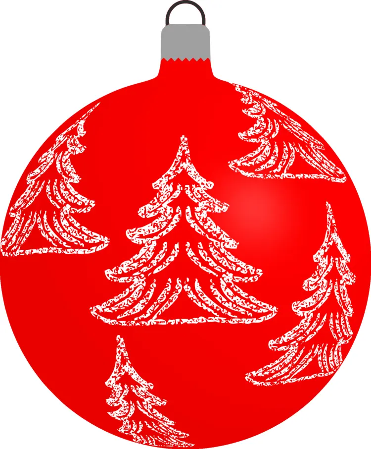 Red Christmas Ornament with Tree Design