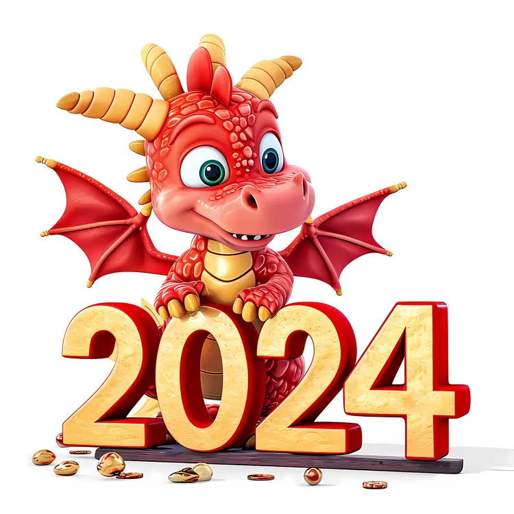 Red Dragon Welcoming 2024 New Year