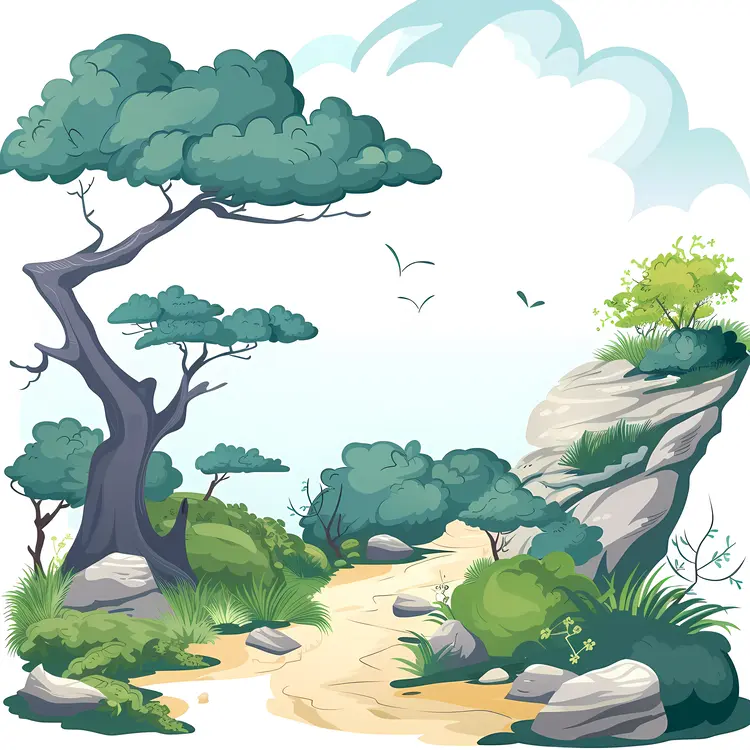 Serene Forest Path with Lush Greenery