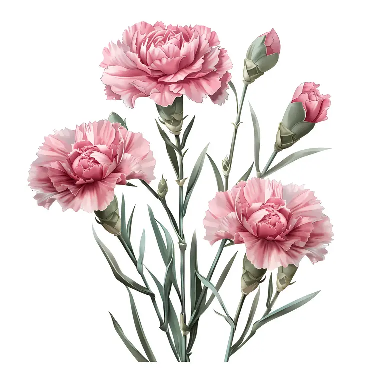 Pink Carnations with Buds