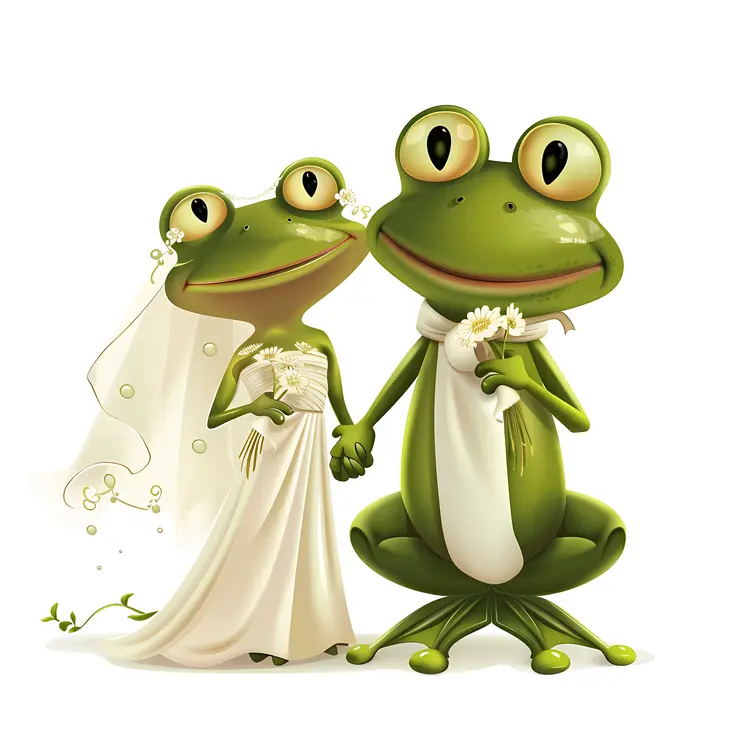 Frog Couple in Wedding Attire