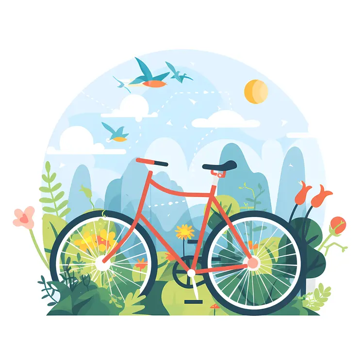 Red Bicycle in Nature