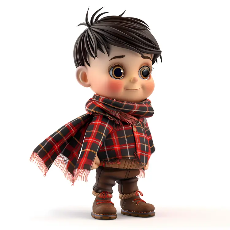 Boy in plaid scarf