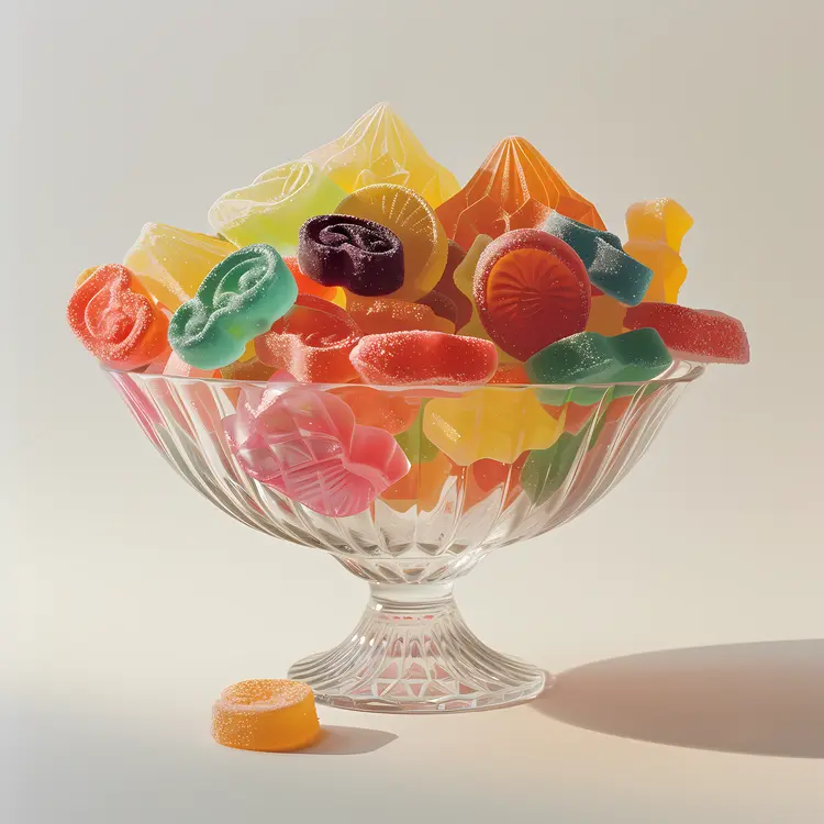 Crystal Bowl of Colorful Gummy Candies