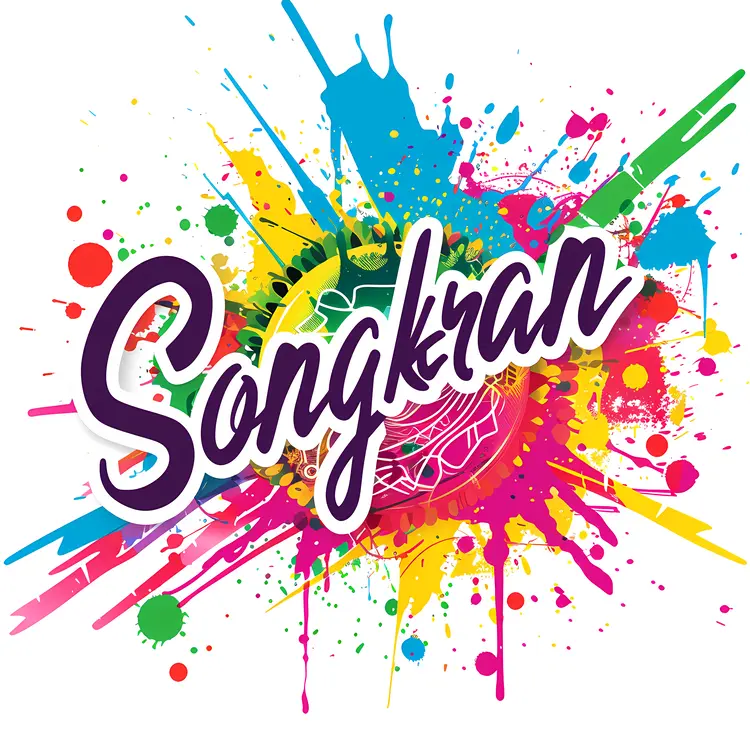 Vibrant Songkran Festival Illustration with Water Splashes