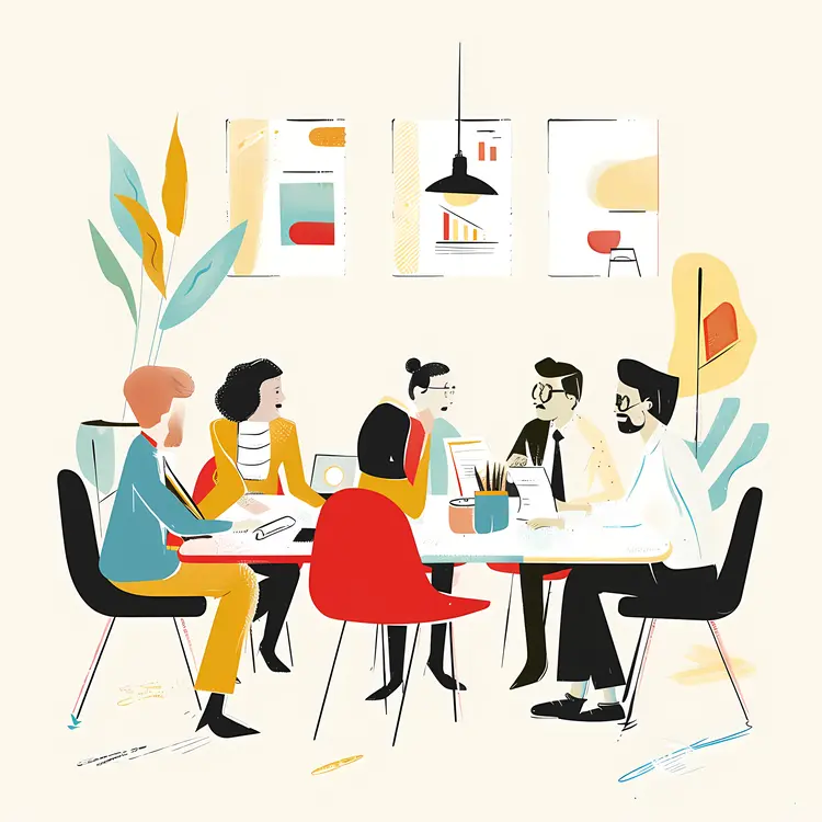 Cartoon Business Meeting Illustration