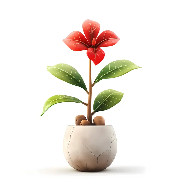 Red Flower in Pot