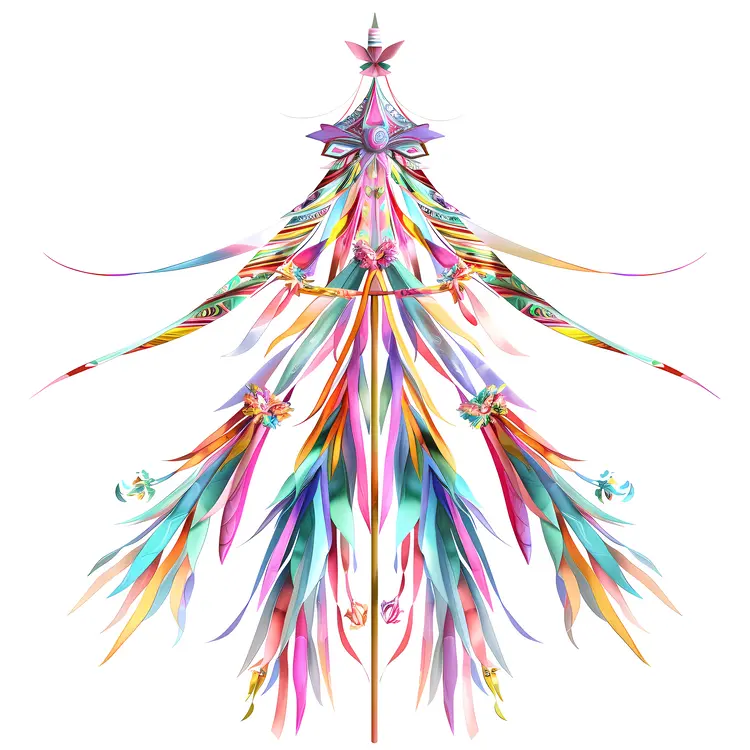 Colorful Maypole with Elaborate Ribbons