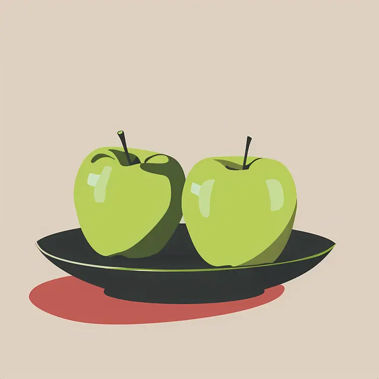 Two Green Apples on a Plate