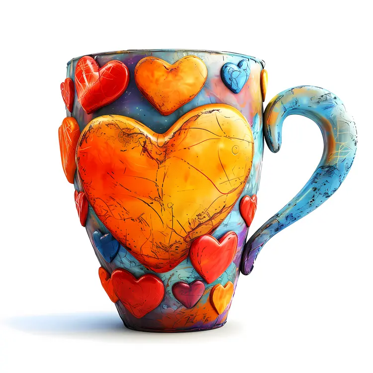 Colorful Cup with Heart Decorations