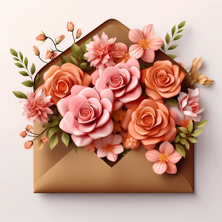Floral Envelope with Roses and Flowers
