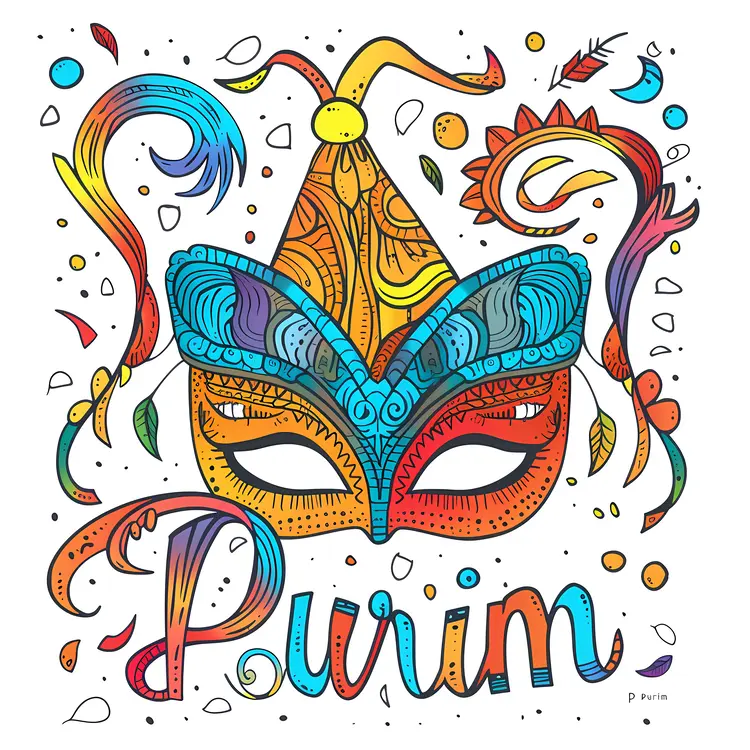 Colorful Mask for Purim Festival