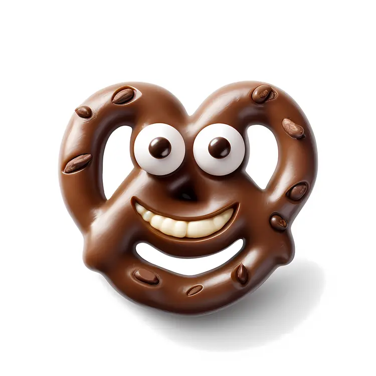 Smiling Chocolate Pretzel Cartoon