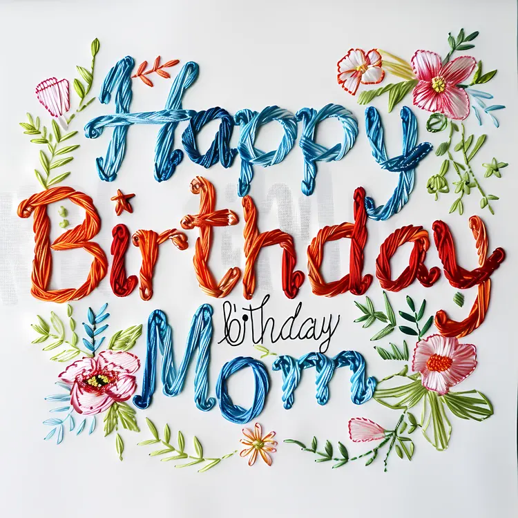 Happy Birthday Mom Embroidery
