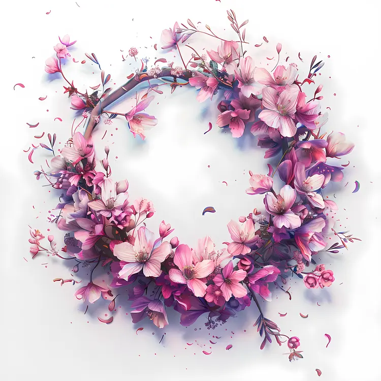 Pink Flower Wreath with Mixed Blooms
