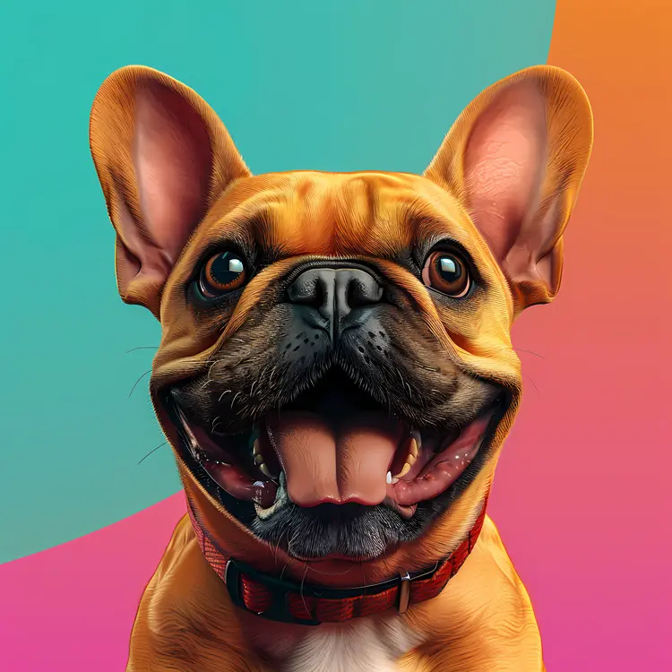 Happy French Bulldog with Colorful Background