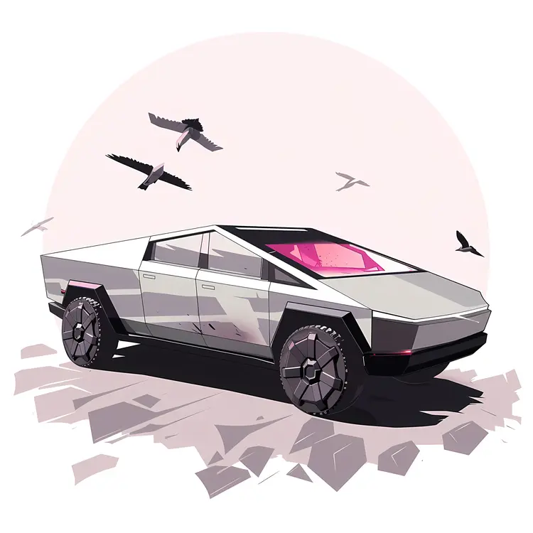 Futuristic Car with Birds